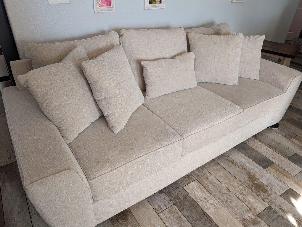 Belinha II Taupe Beige Fabric 3 Piece Sofa, Armchair, Ottamon Set