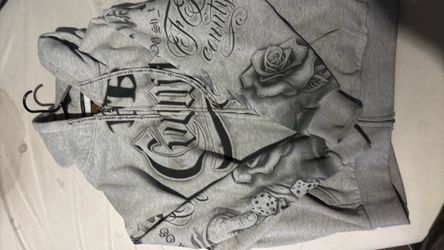 FB county grey zip up sweater