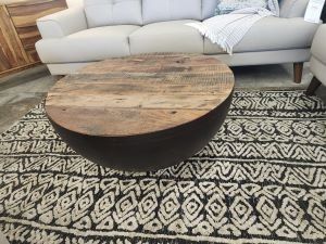Round wood coffee table