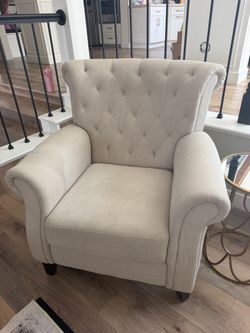 Tufted Wingback Accent Chair Beige