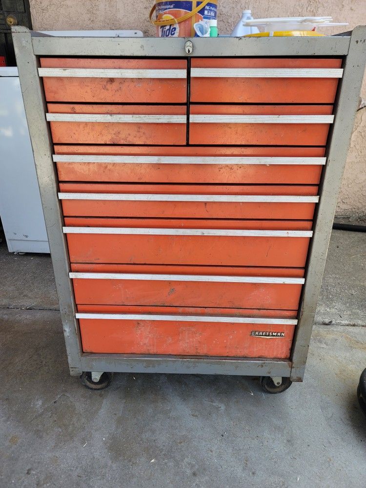 Craftsman Rolling Mobile On Wheels Tool Box Toolbox Cart Chest Cabinet No Keys 