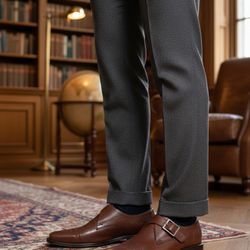 Vero Cuoio -Dom Amorim Italian Leather Monk-Strap Loafers Mens Cognac Brown Size 41(US 8.5-9.0)