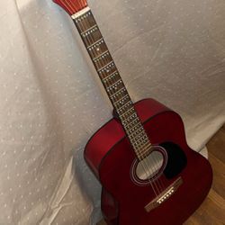 Main Street Guitars MA241TRD 41-Inch Acoustic Dreadnought Guitar with Transparent Red Finish
