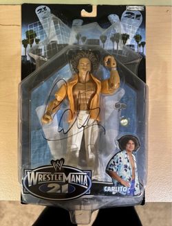 Autographed WWE Jakks Pacific WrestleMania XXI 21 Series 3 Action Figure Carlito