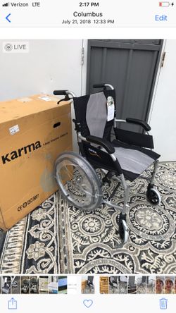 New karma ultra light wheelchair ( no footrests)