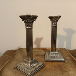 Vintage Silver Column Candlestick (set Is 2)