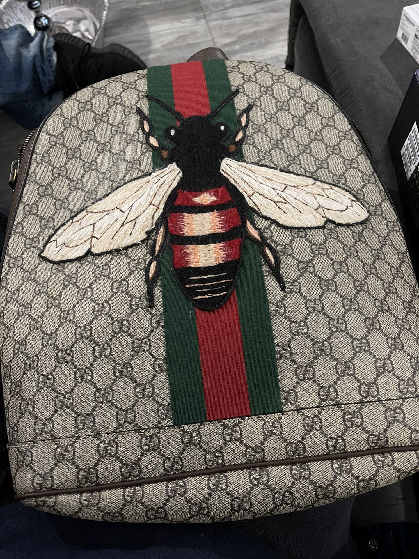 Gucci Bee Animalier GG Supreme Backpack