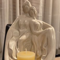Vintage Windstone Nude Sculpture Sisters Candle Holder