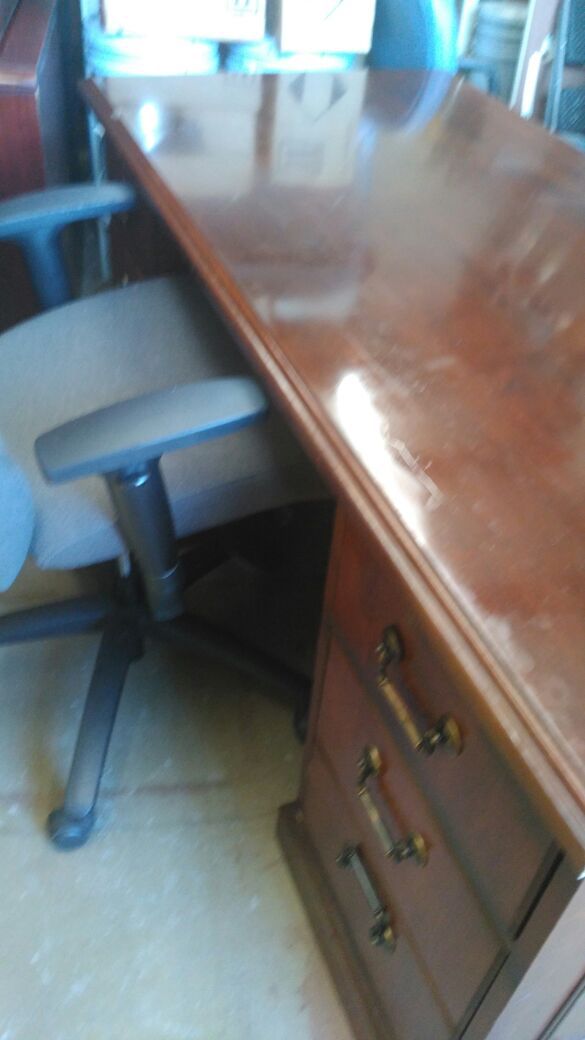 Set of Miller desk , 2 Side Chairs , 1 Office Chair , one bookcase and 1 round table from Miller desk all for