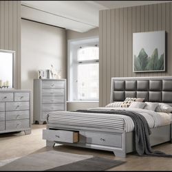 BEAUTIFUL NEW CINDY PLATFORM QUEEN BEDROOM SET ON SALE ONLY $899. KING  $999. IN STOCK SAME DAY DELIVERY 🚚 EASY FINANCING 