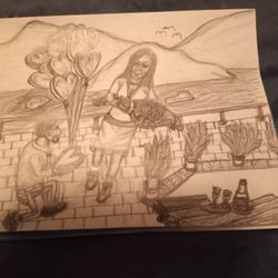 Black and White Charcoal Drawing