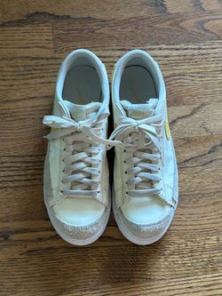 Nike Blazer Low Platform Womens 8.5  Pale Ivory Saturn Gold White DJ0292-113 EUC Shoes
