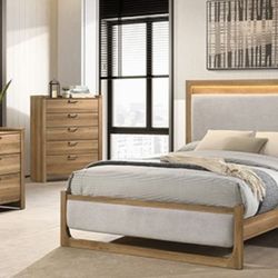 Brand New Natural Tone & Grey 4pc Queen Bedroom Set (Available In Eastern King)
