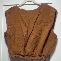 XXL Camel Colored Boxy Crop Top