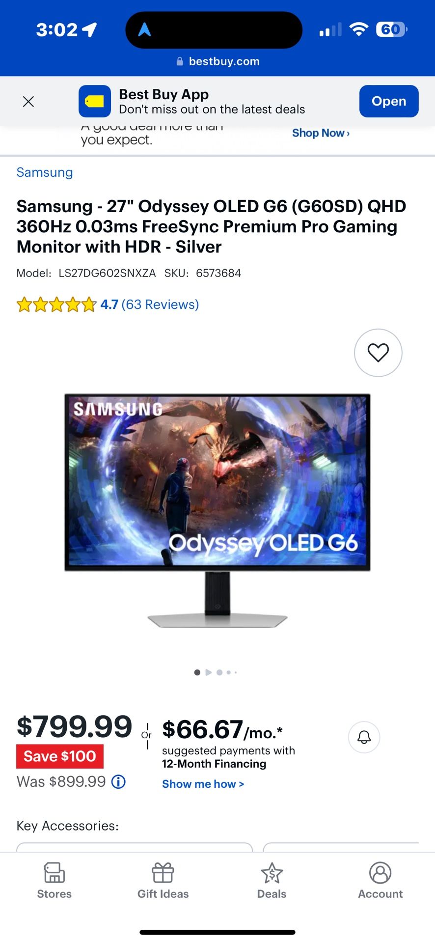 Samsung 27” Odyssey OLED G6 QHD Gaming Monitor - Brand New in Box