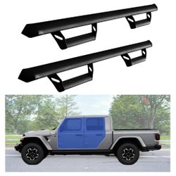 Aluminum Running Boards Compatible with 2020-2025 Jeep Gladiator JT 4 Door 600 Lbs Side Steps Step Bars Nerf Bars Off Road Exterior Accessories Drop D
