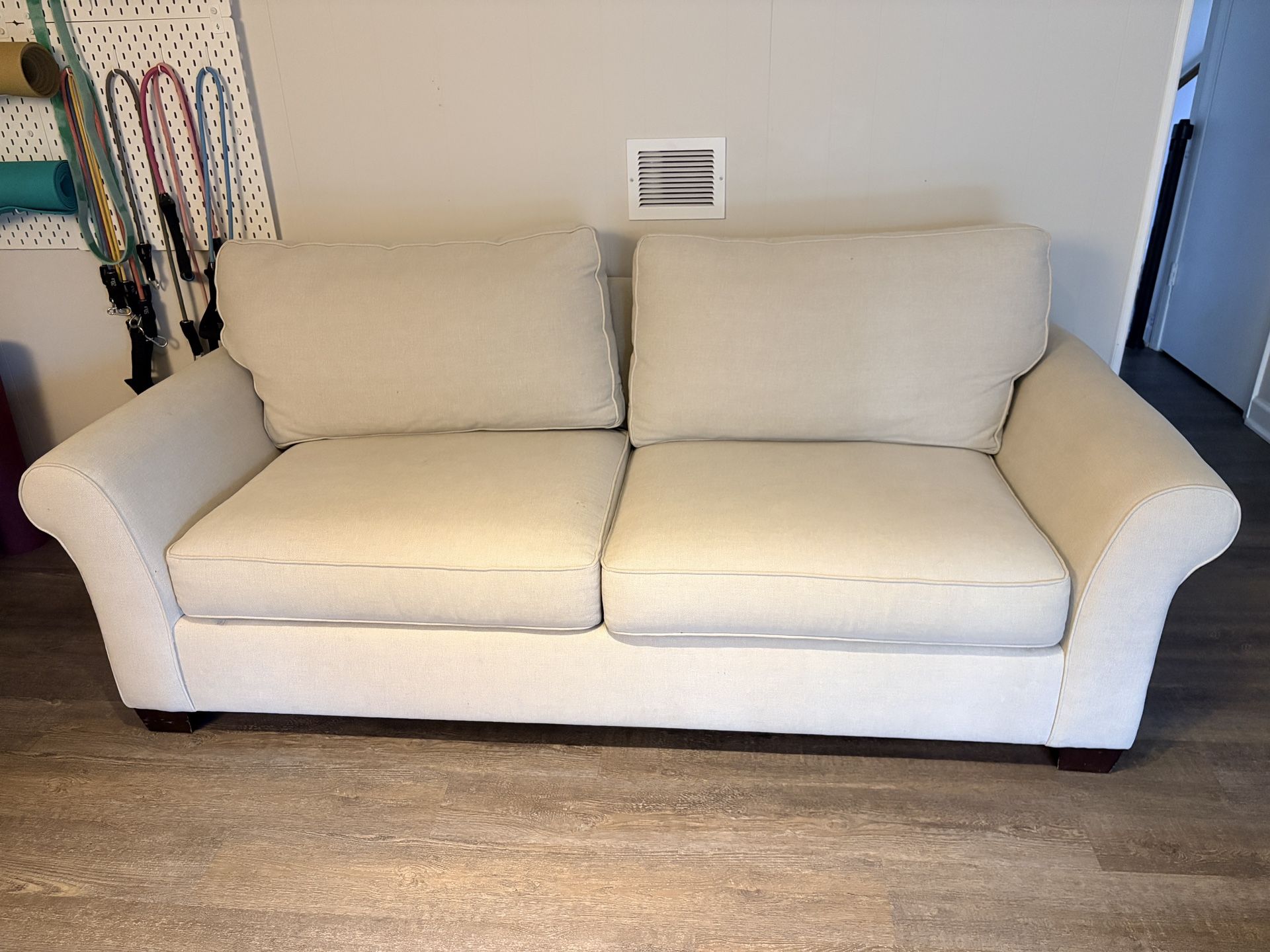 Pottery Barn Sleeper Sofa + Natural Latex Mattress Topper (Great Condition)