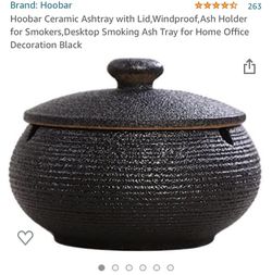 Ceramic black pot ashtray with lid black