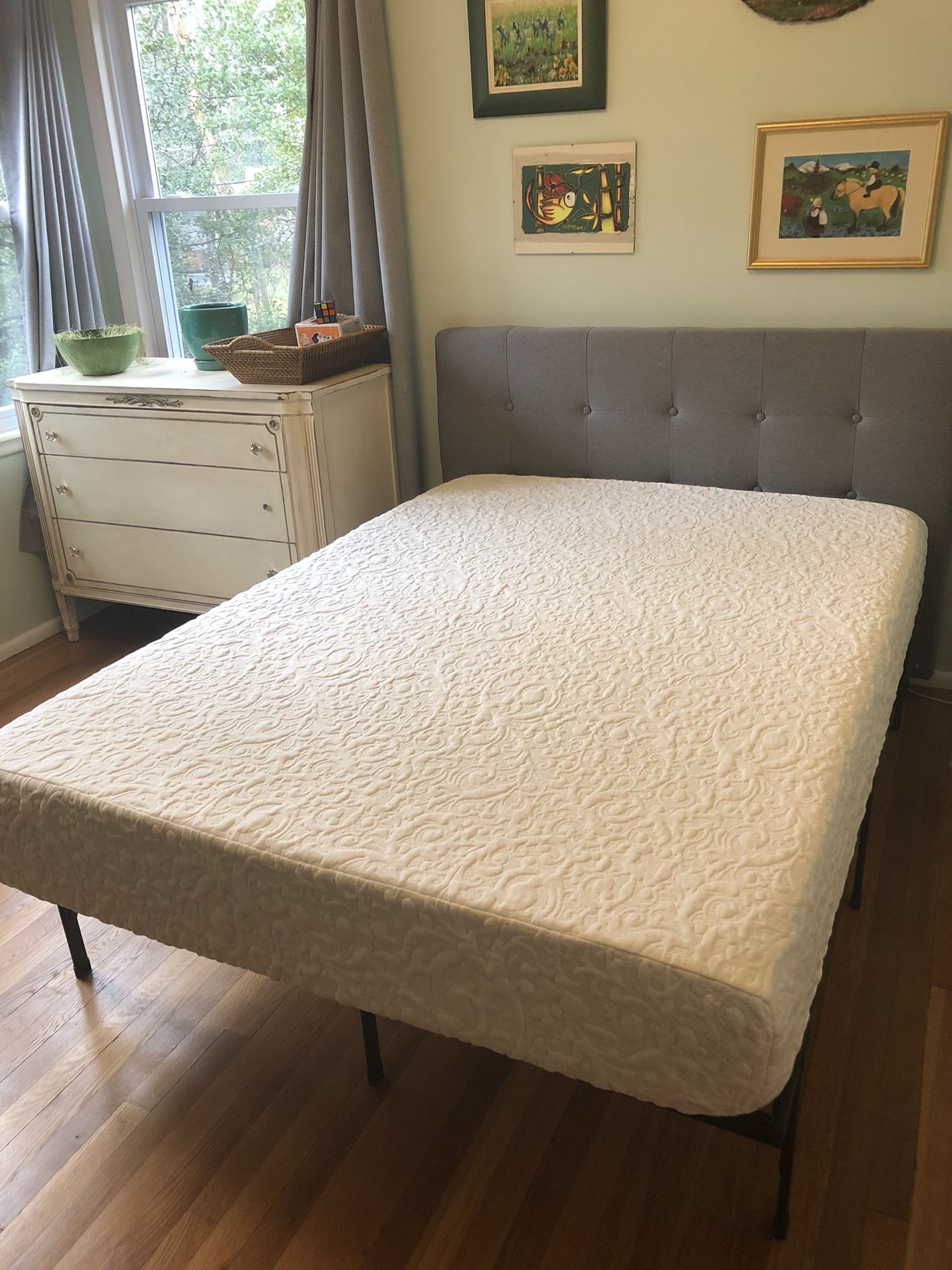 Complete Full Bed- Base, Foam Mattress, and Headboard