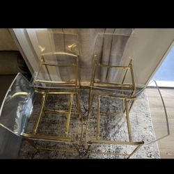 Crystal Acrylic & Gold Counter And Bar Stools