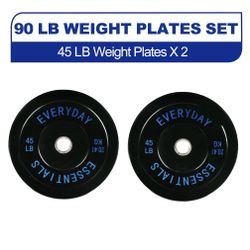 BalanceFrom Olympic Bumper Plate Weight Plate, 45 Ibs Pair Black