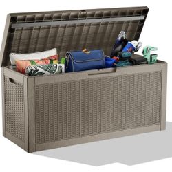 60 GallonOutdoor Storage Box,Resin Deck Boxes Waterproof, IndoorOutdoor Bin for Package Delivery, Patio Cushions, Gardening Tools, Lockable, UV Resist