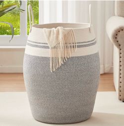 Large Cotton Rope Laundry Hamper — Jumbo Size, No Defects