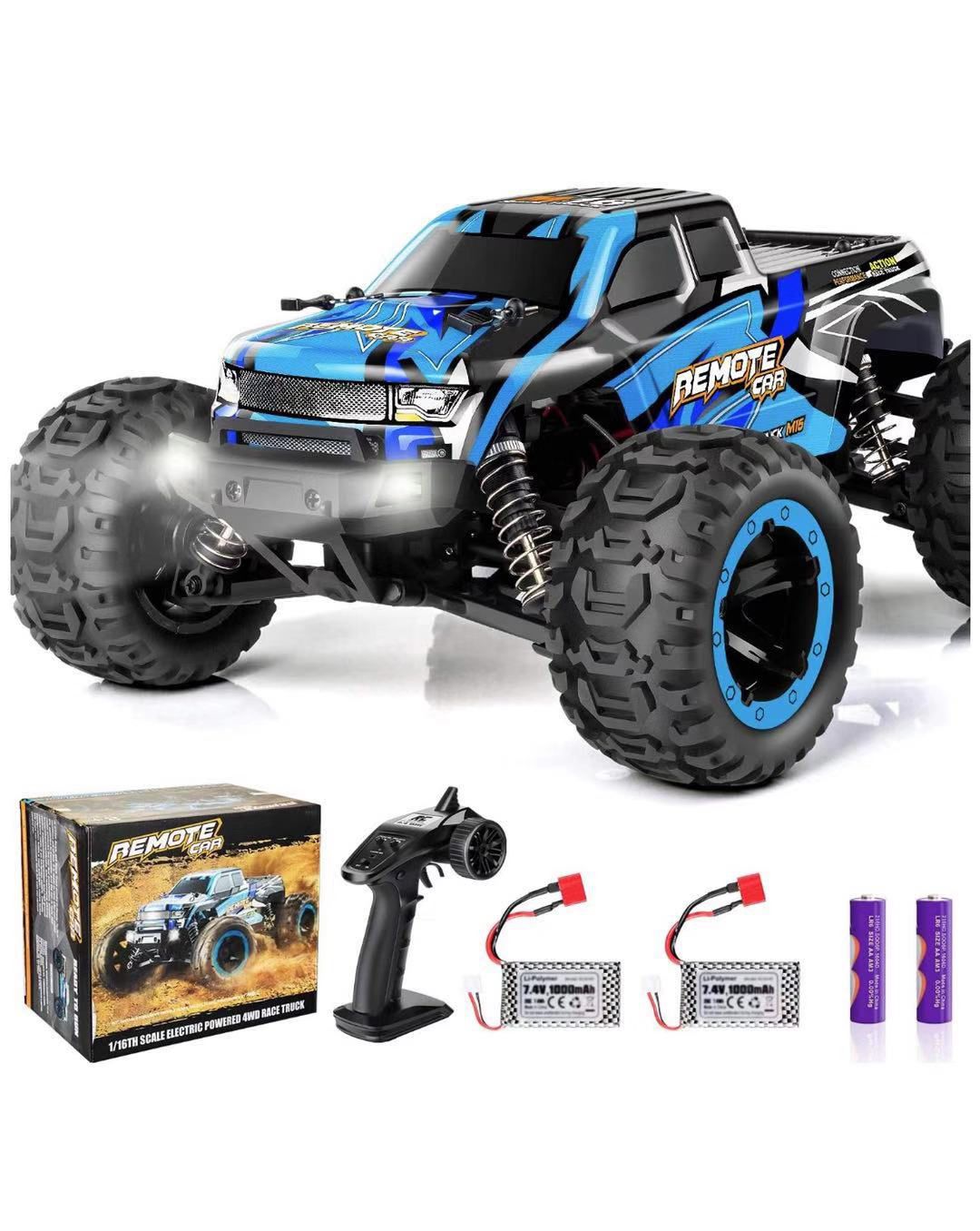 RC Cars Remote Control Car for Boys 2.4 GHZ High Speed Racing Car, 1:16 RC Trucks 4x4 Offroad with Headlights