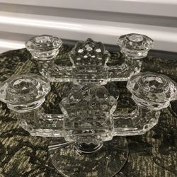 Vintage Art Deco Glass Candlelabra Set 2