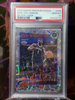 Zion Williamson 2019 Hoops Premium Stock Silver Laser RC PSA 10