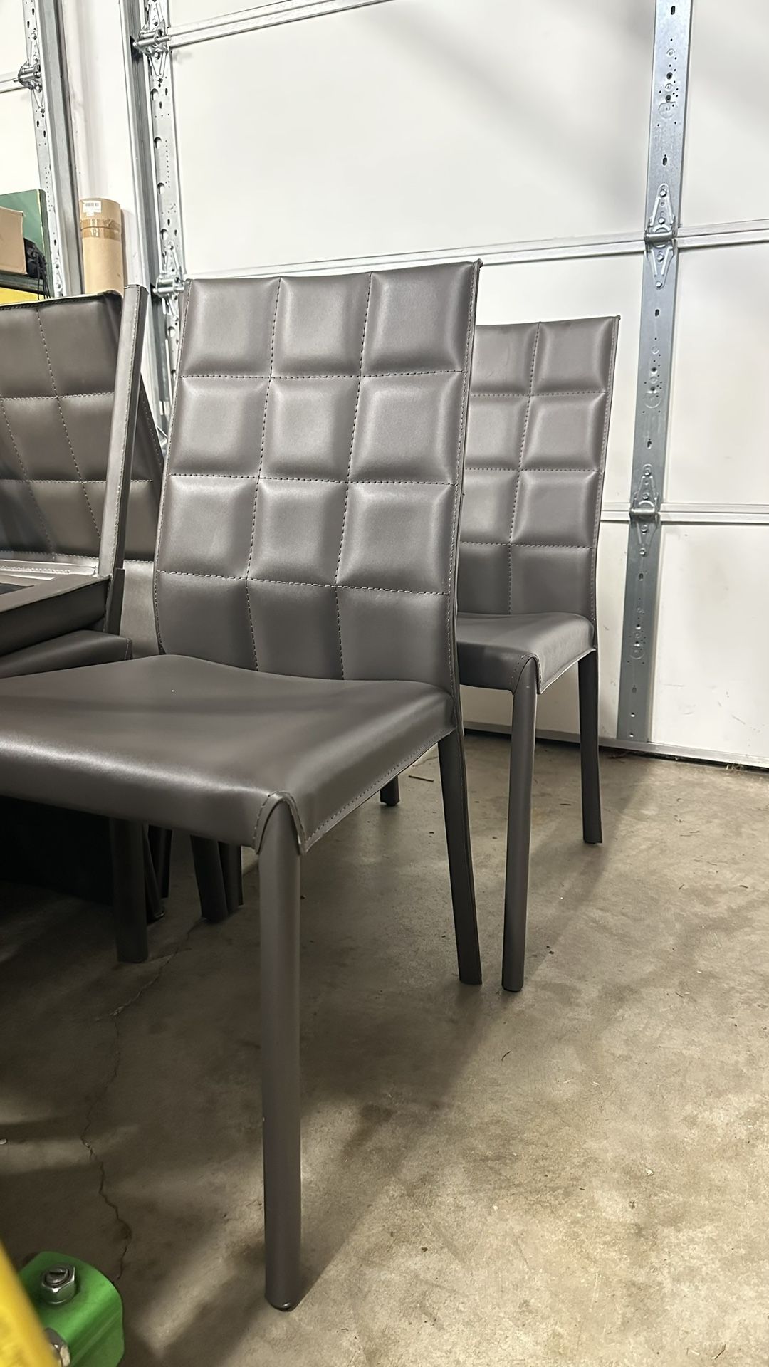 Kasala Gray Leather Parsons Chairs