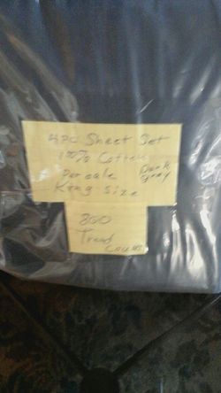 Percale 800 TC 4 pc Sheet set King size Dark Gray in color