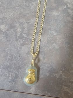 24k Gold And Jade Pendant 