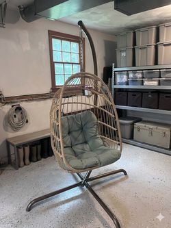 Hanging Egg Chair with Stand and Cushion