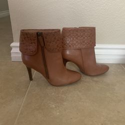 Coach Mackenna Signature Boots Cognac Leather Women's 9.5