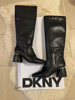 DKNY Black Leather Knee-High Boots