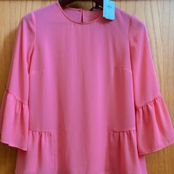 NWT Banana Republic Coral / Pink Blouse with Bell Sleeves, Bust 36 “