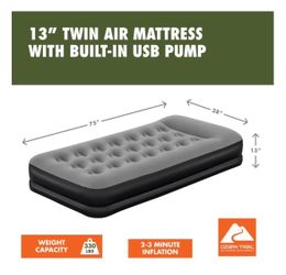 NIB Ozark Trail Twin Air Mattress, 13 in Height, with Built-In USB Pump