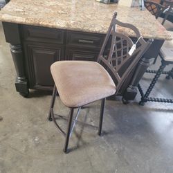 Set of 4 Counter-Height Metal Barstools with Upholstered Seats