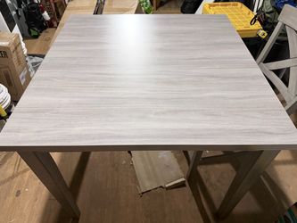 Light Gray Wood-Tone Square Dining Table