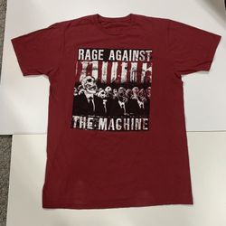 Rage Against The Machine Skull Skeleton Suits Gas Mask on Flag T-Shirt