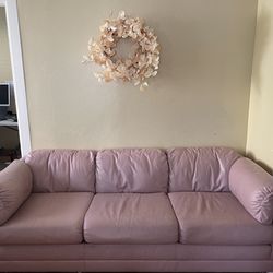 Vintage Dusty Pink Leather Sofa