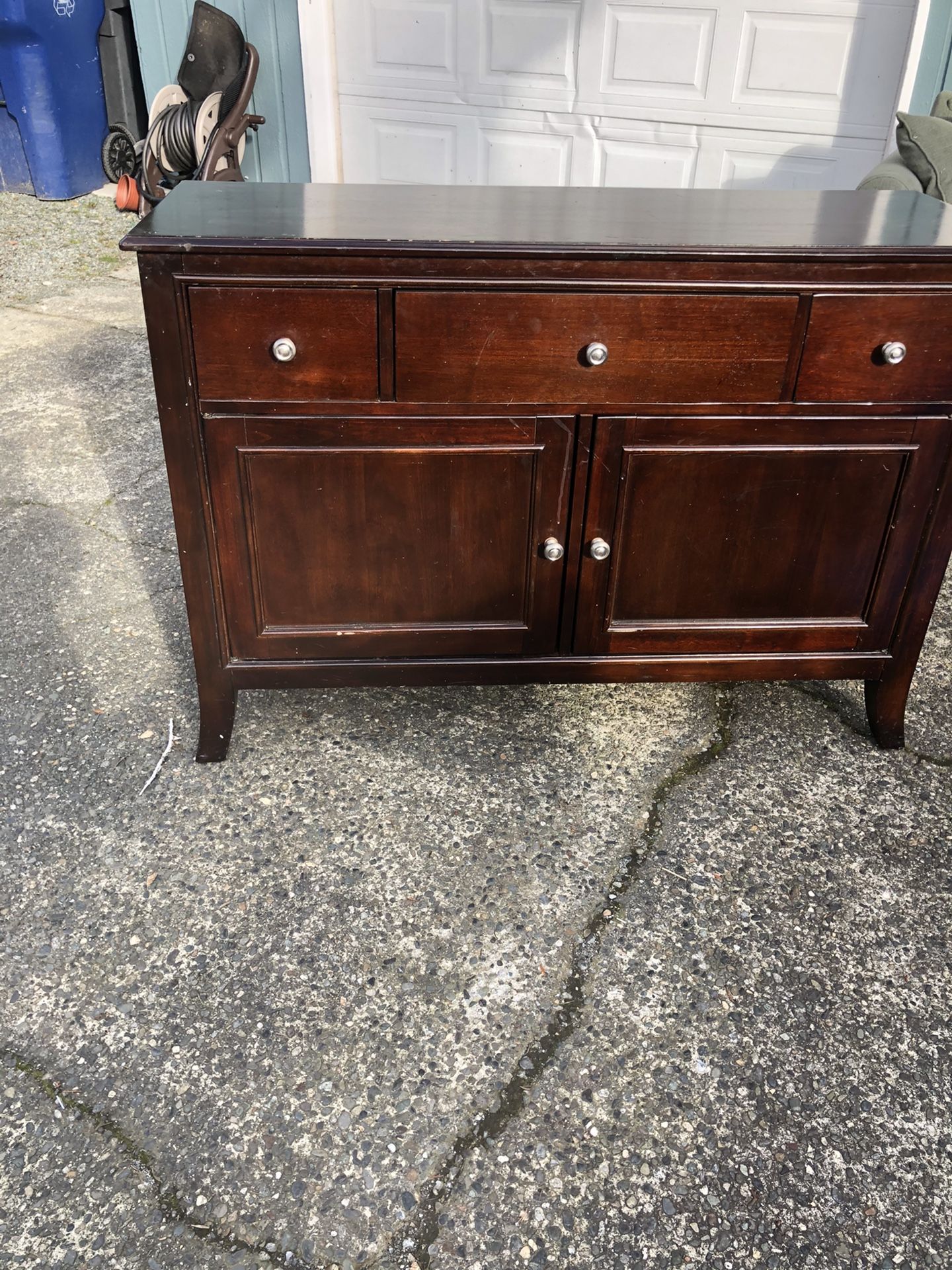 Beautiful dark cherry buffet. Server / cabinet 50 inch long X 18 inch wide X 34 inch height (