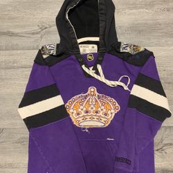 Reebok CCM Lacer Hoodie Men's M LA Kings NHL Pullover Crown Distressed #742
