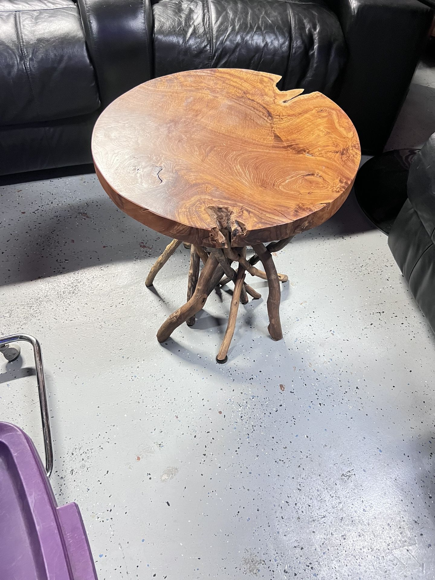 Teak Accent Round End Table