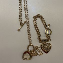 Gold Juicy Couture Necklace and Bracelet Set 