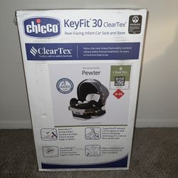 NEVER USED!!!  Keyfit 30 ClearTex Rear facing infant Car Seat and Base 