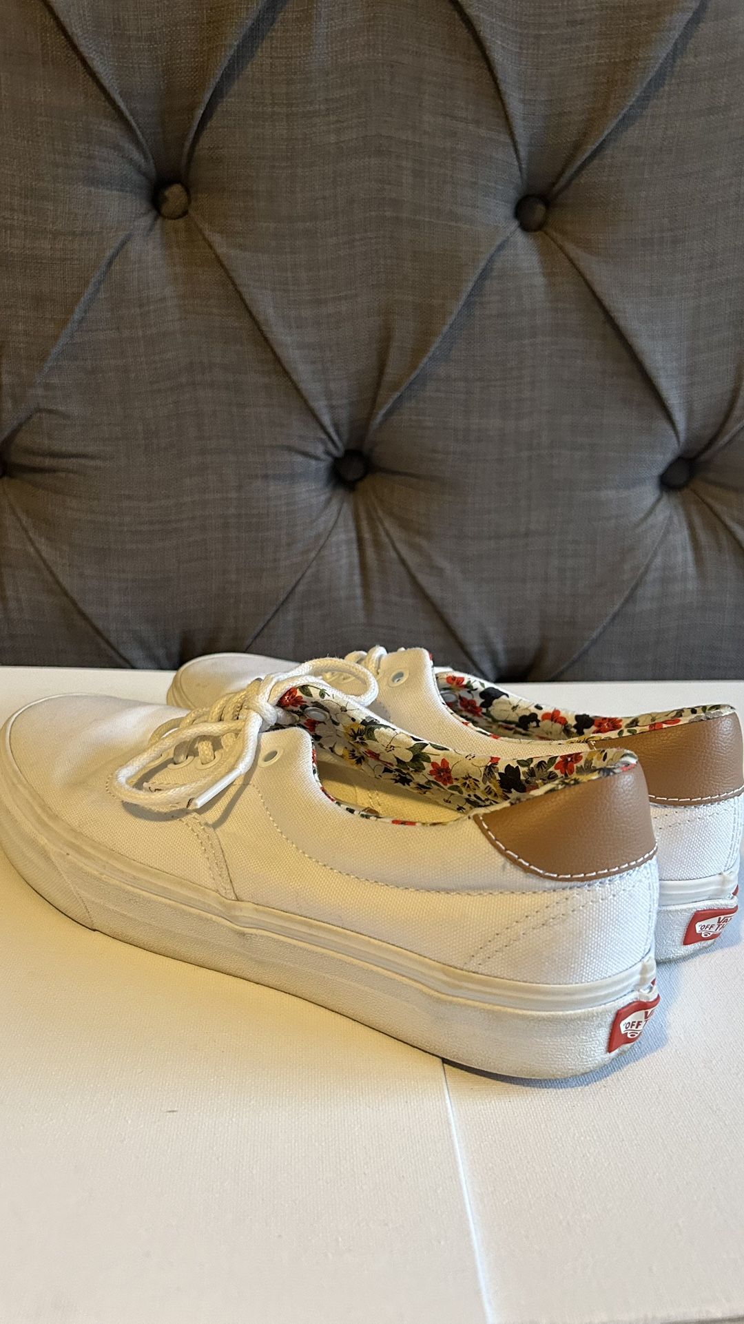 White Vans: Floral Interior (Slightly Worn)