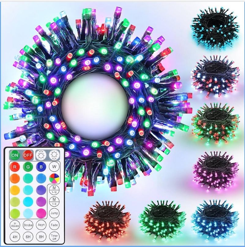 Christmas String Lights - 32FT 100LED Plug-in RGB String Lights with Remote