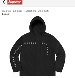 Supreme curve logo ripstop jacket black size large sold out online $275